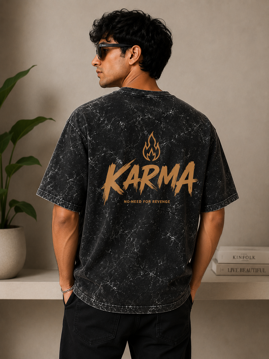 Karma : No need for Revenge Acid Wash Oversized Tee | One-of-a-Kind Streetwear