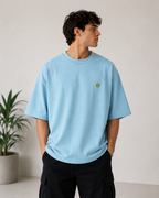 Power Saving Mode Oversized Tee | Sky Blue Tech Humor Graphic