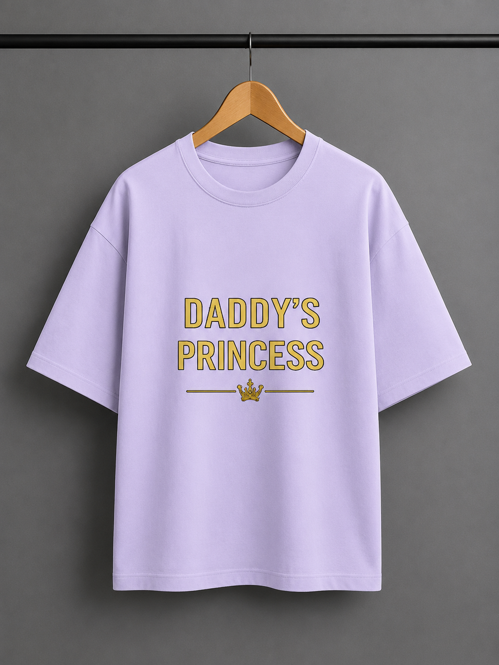 Daddy's Princess Terry Oversized Tee | Premium Gold Crown Graphic