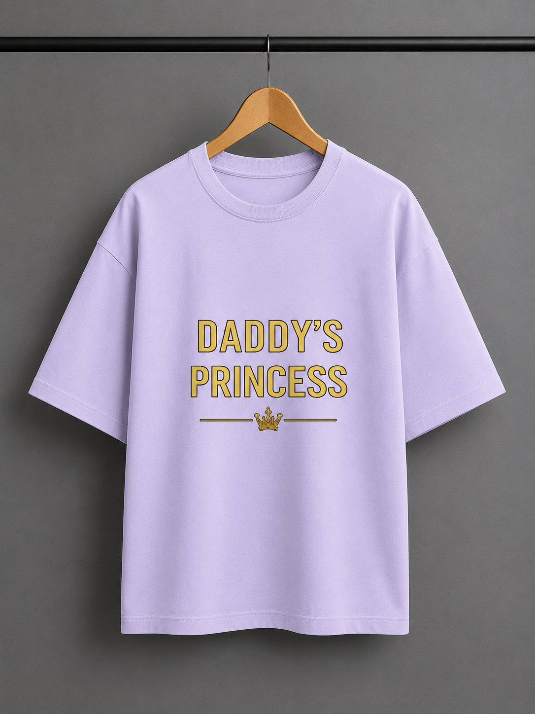 Daddy's Princess Terry Oversized Tee | Premium Gold Crown Graphic