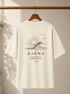 Ocean Karma Oversized Tee | Minimalist Zen Wave Graphic