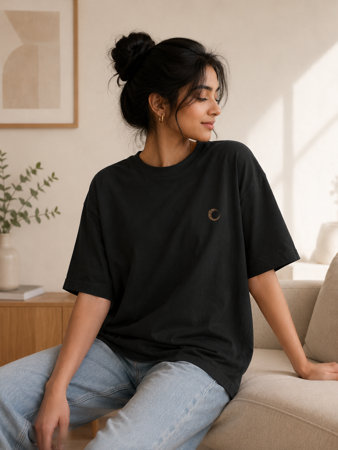 Mystical Karma Oversized Tee | Premium Celestial Hand Graphic