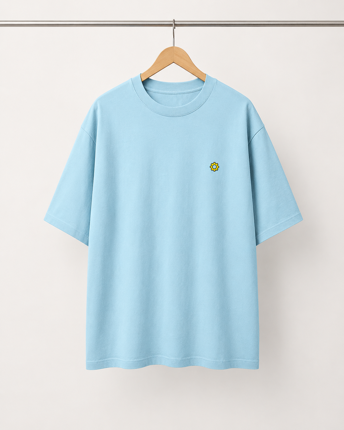 Power Saving Mode Oversized Tee | Sky Blue Tech Humor Graphic