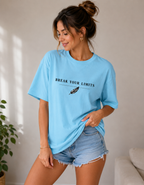 Rise Above Eagle Oversized Tee | Sky Blue Motivational Streetwear | Animal Edition