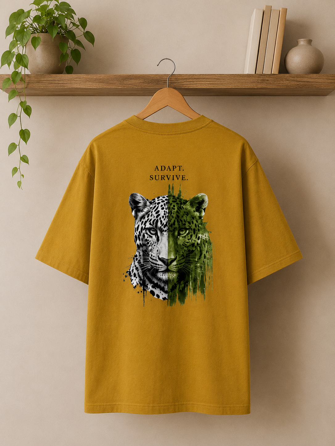 Adapt & Survive Leopard Oversized Tee | Urban Jungle Streetwear | Animal Edition