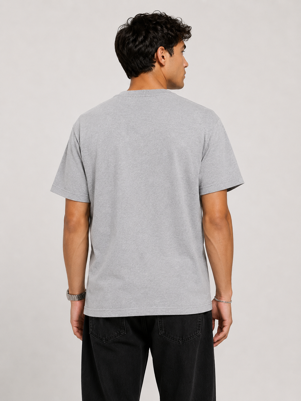 Embroidered Lord Hanuman Minimalist Unisex Tee | Premium Heather Grey Streetwear