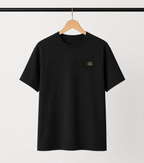 Embroidered Golden Lotus T-Shirt | Premium Minimalist Black Tee