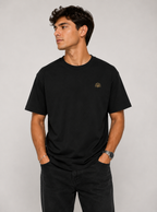 Embroidered Golden Lotus T-Shirt | Premium Minimalist Black Tee