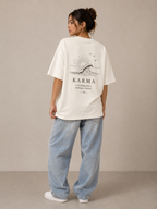 Ocean Karma Oversized Tee | Minimalist Zen Wave Graphic