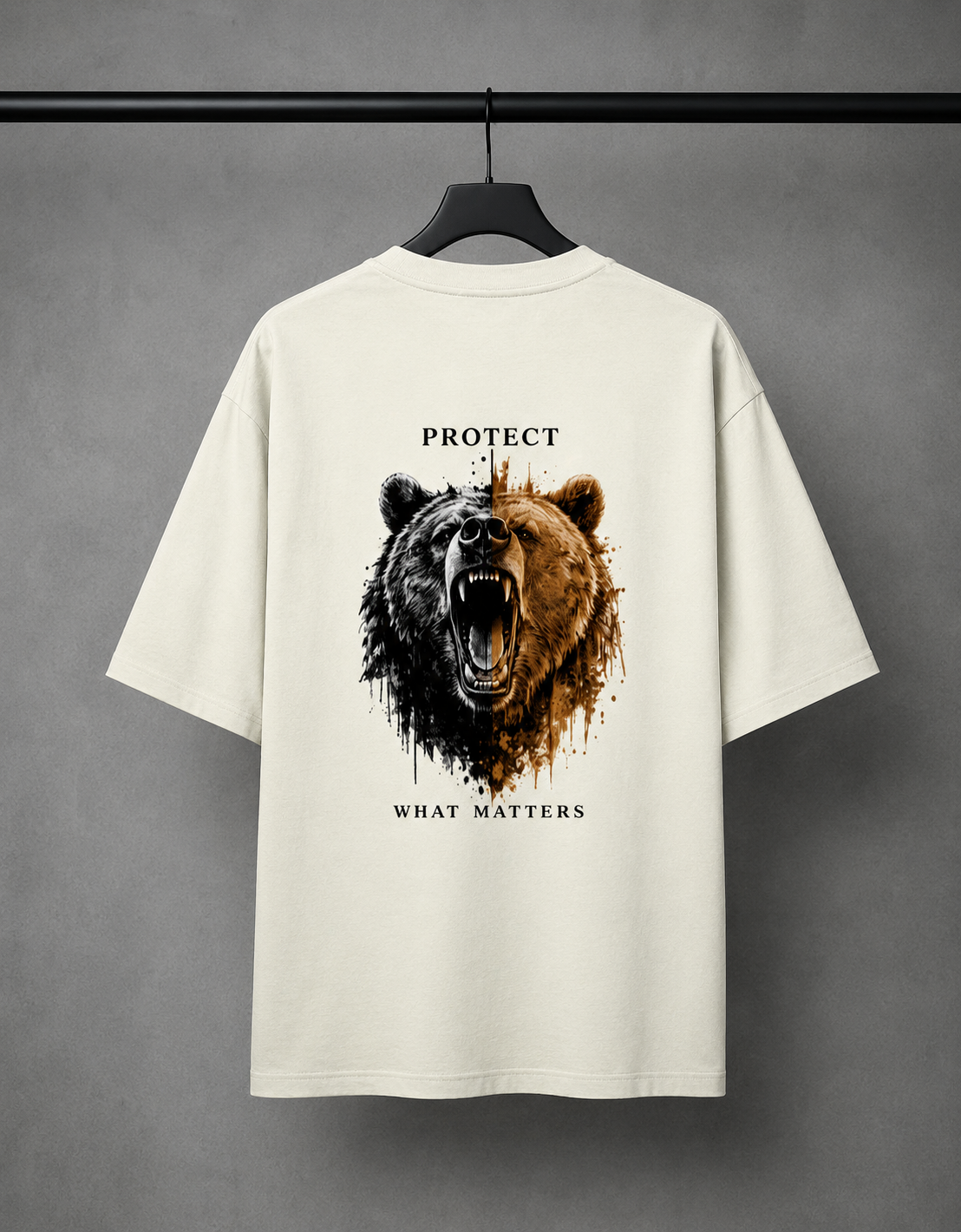 Protect What Matters Grizzly Oversized Tee | Premium Bear Streetwear | Animal Edition
