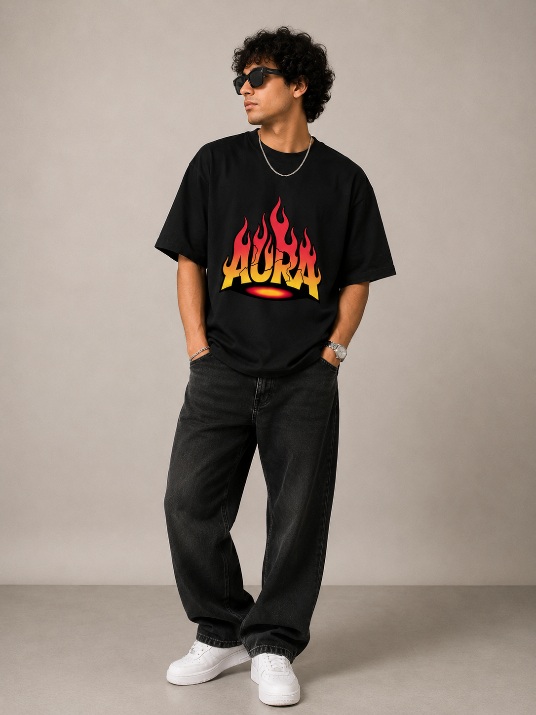 AURA Fire Graphic Unisex Tee | Vibrant Gradient Streetwear