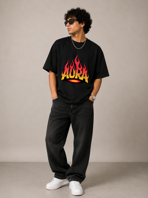AURA Fire Graphic Unisex Tee | Vibrant Gradient Streetwear