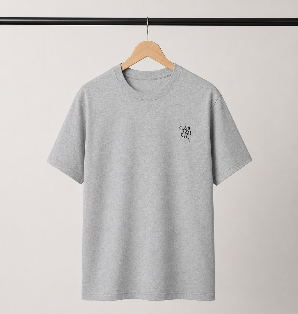 Embroidered Lord Hanuman Minimalist Unisex Tee | Premium Heather Grey Streetwear