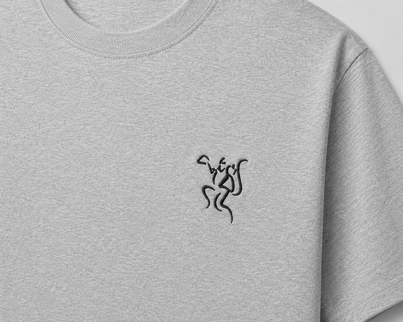 Embroidered Lord Hanuman Minimalist Unisex Tee | Premium Heather Grey Streetwear