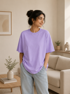 Desert Karma Oversized Tee | Lavender Boho Minimalist Graphic
