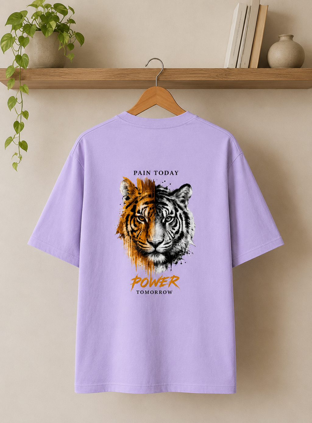 Tiger Power Oversized Tee | Motivational Urban Streetwear | Animal Edition