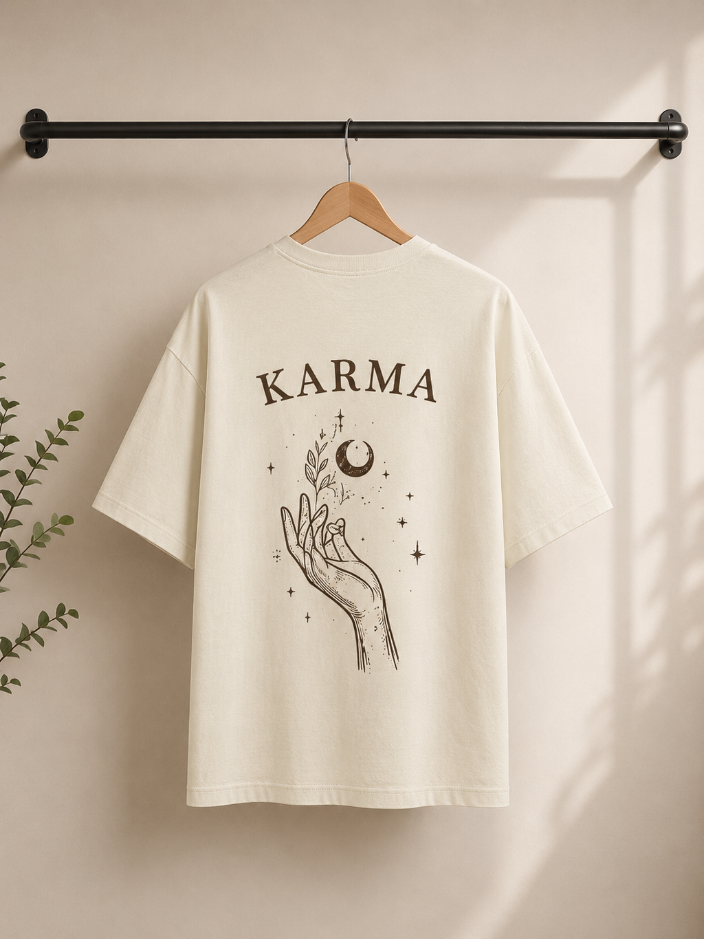 Mystical Karma Oversized Tee | Premium Celestial Hand Graphic
