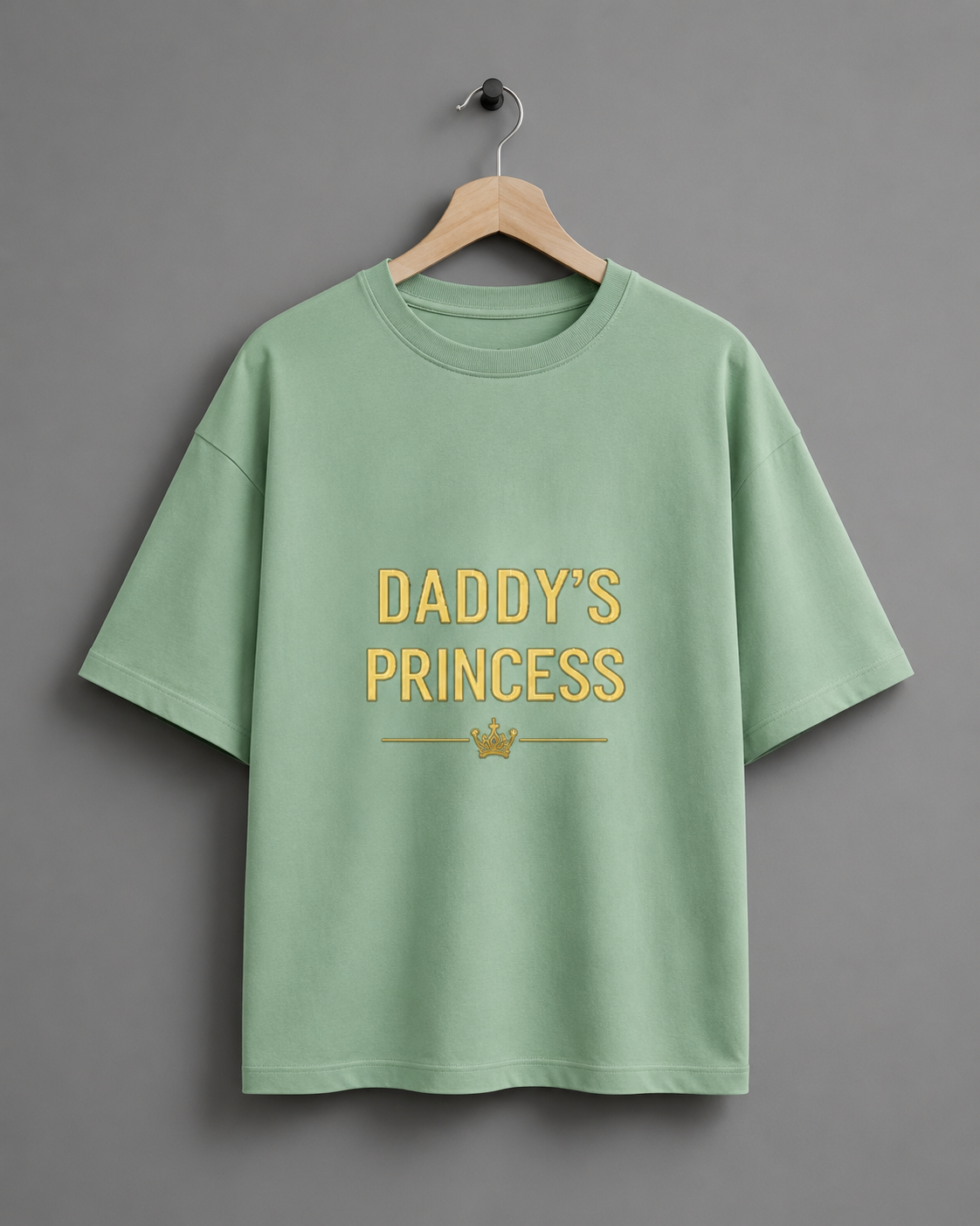Daddy's Princess Terry Oversized Tee | Premium Gold Crown Graphic