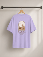Desert Karma Oversized Tee | Lavender Boho Minimalist Graphic