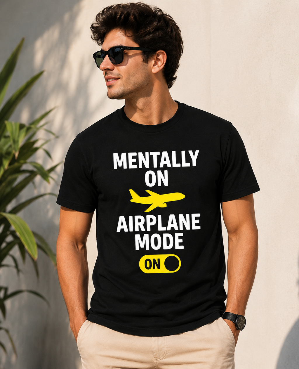 Mentally On Airplane Mode Unisex Tee | Minimalist Travel Graphic