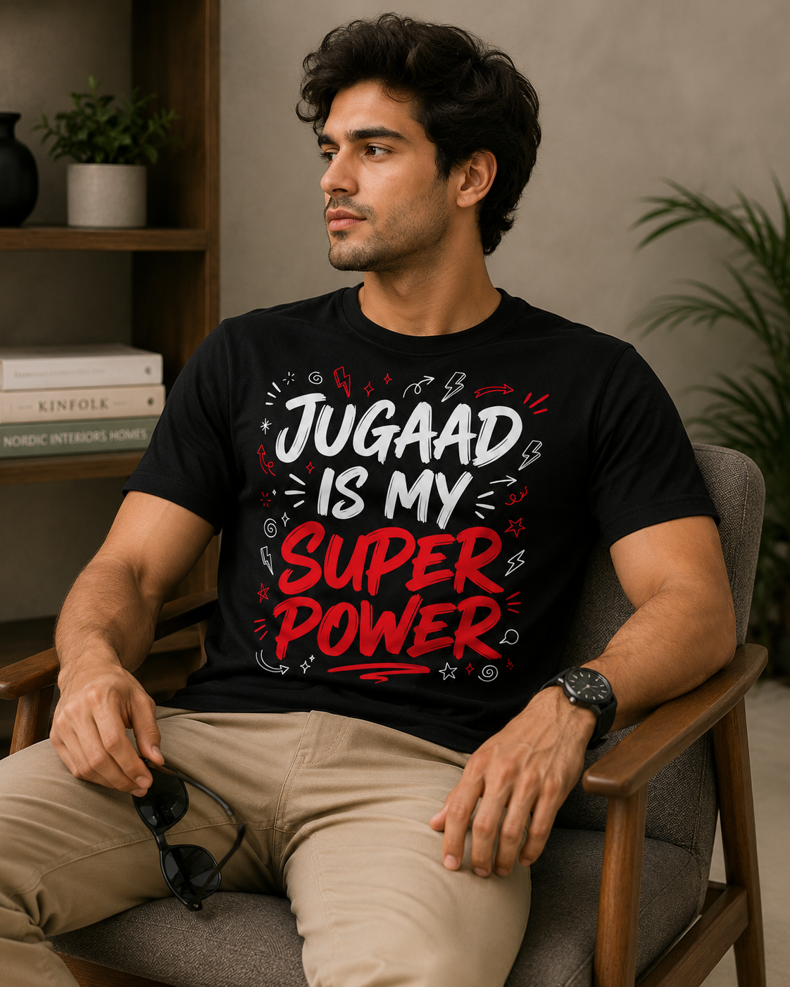 Jugaad Is My Superpower Oversized Tee | Heavyweight Graphic T-Shirt | Black