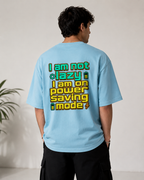 Power Saving Mode Oversized Tee | Sky Blue Tech Humor Graphic