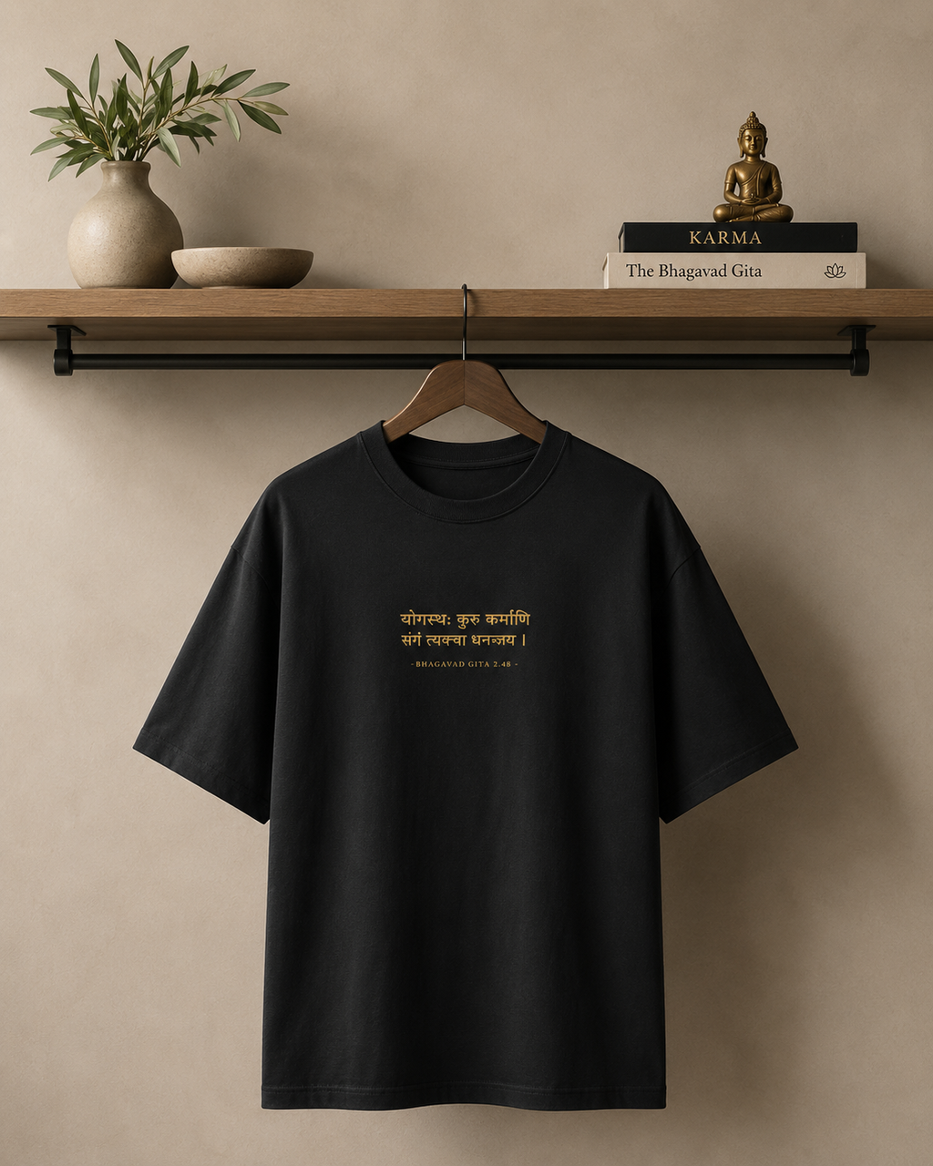 Bhagavad Gita Wisdom Oversized Tee | Spiritual Streetwear Graphic