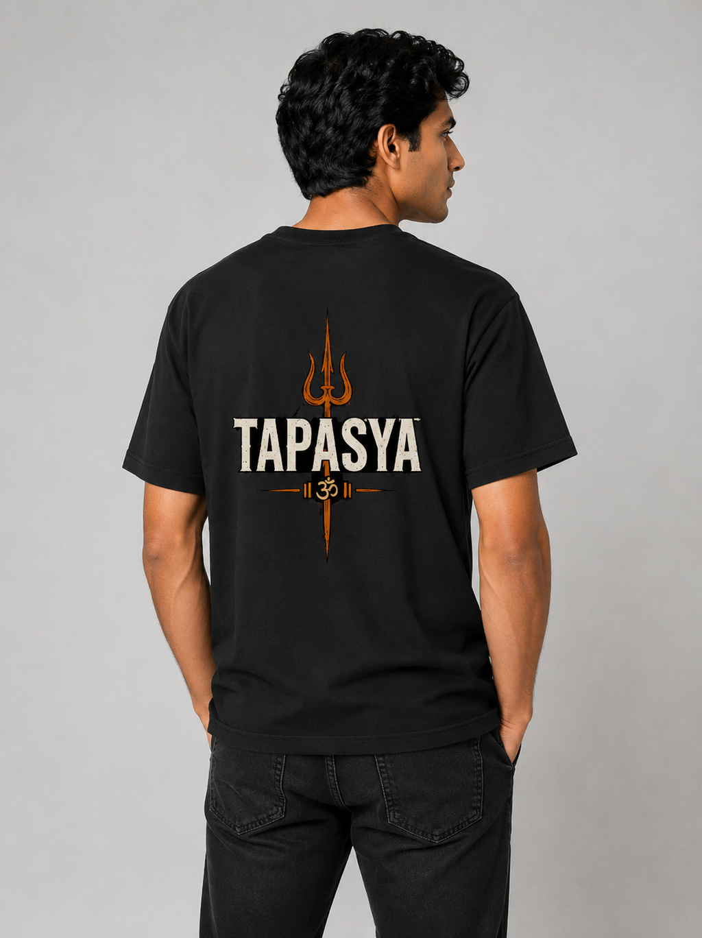 Tapasya Trishul Oversized Tee | Spiritual Warrior Heavyweight T-Shirt