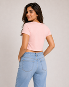 Papa's Girl Women's Crop Top | Soft Pink Heart Graphic Tee