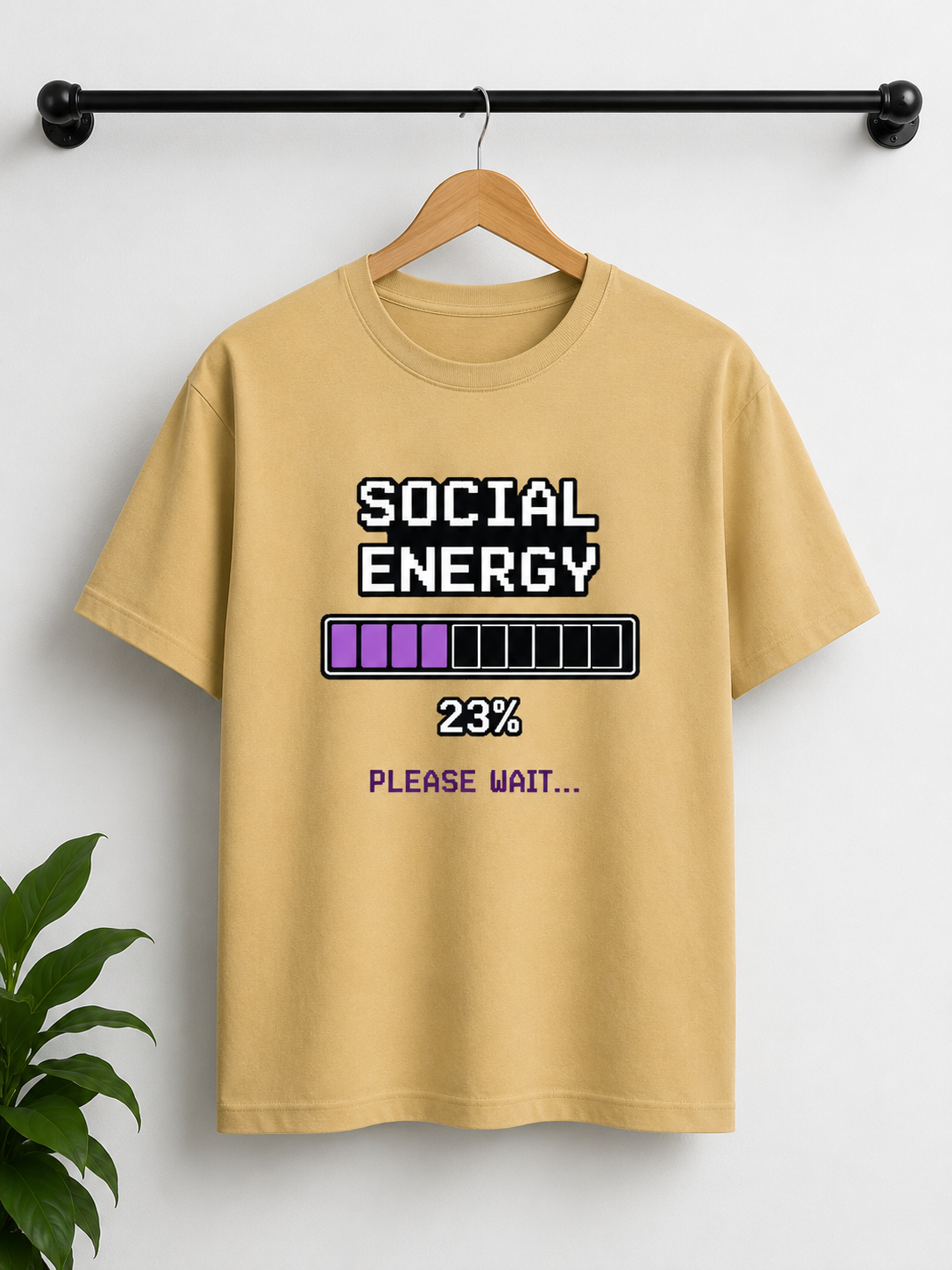 Social Energy Loading Oversized Tee | Retro Pixel Art Graphic