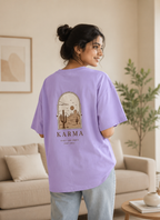 Desert Karma Oversized Tee | Lavender Boho Minimalist Graphic