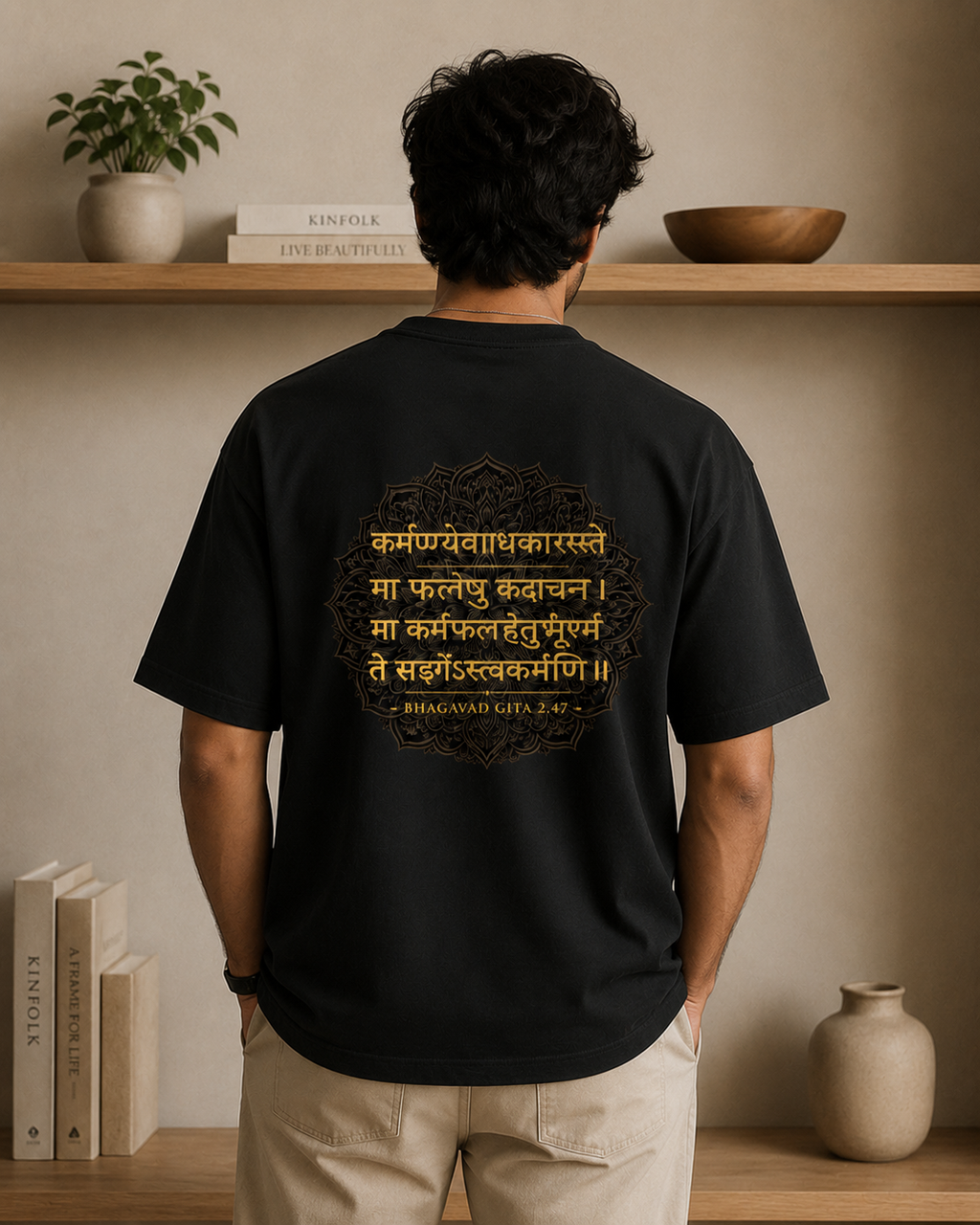 Bhagavad Gita Wisdom Oversized Tee | Spiritual Streetwear Graphic
