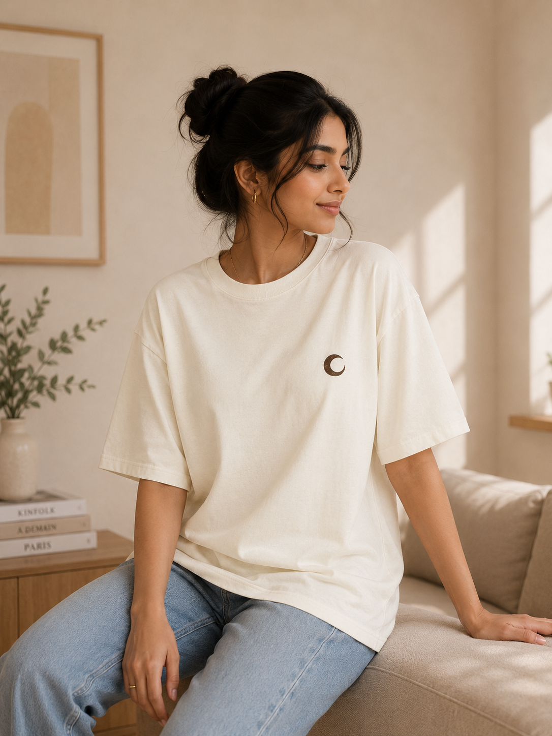 Mystical Karma Oversized Tee | Premium Celestial Hand Graphic