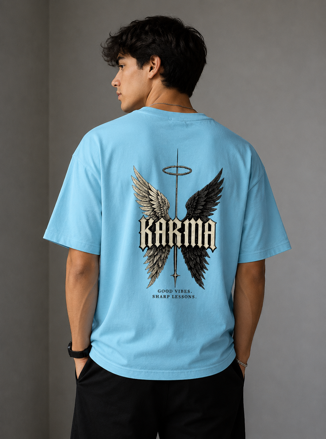 Karma Wings Oversized Tee | Gothic Streetwear