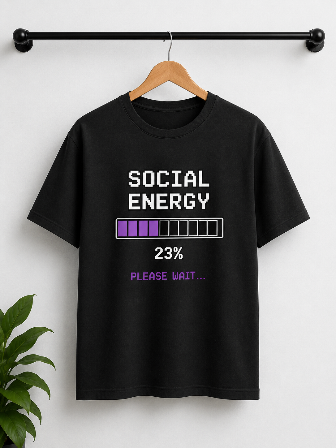 Social Energy Loading Oversized Tee | Retro Pixel Art Graphic