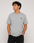 Embroidered Lord Hanuman Minimalist Unisex Tee | Premium Heather Grey Streetwear