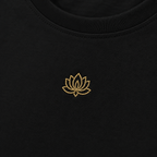 Embroidered Golden Lotus T-Shirt | Premium Minimalist Black Tee