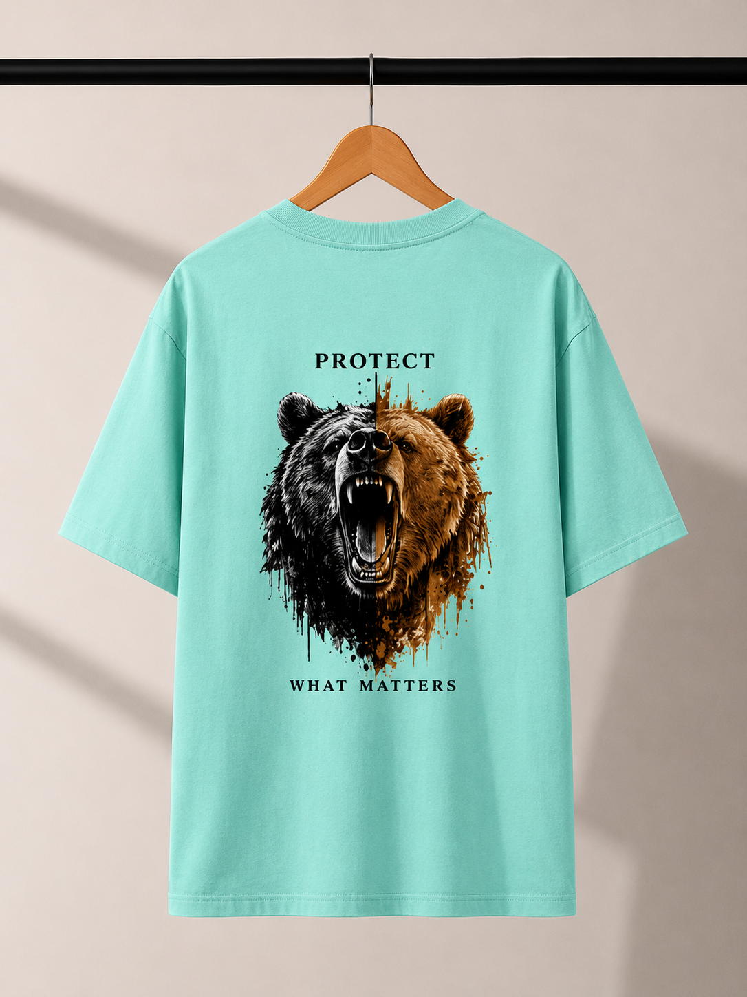 Protect What Matters Grizzly Oversized Tee | Premium Bear Streetwear | Animal Edition