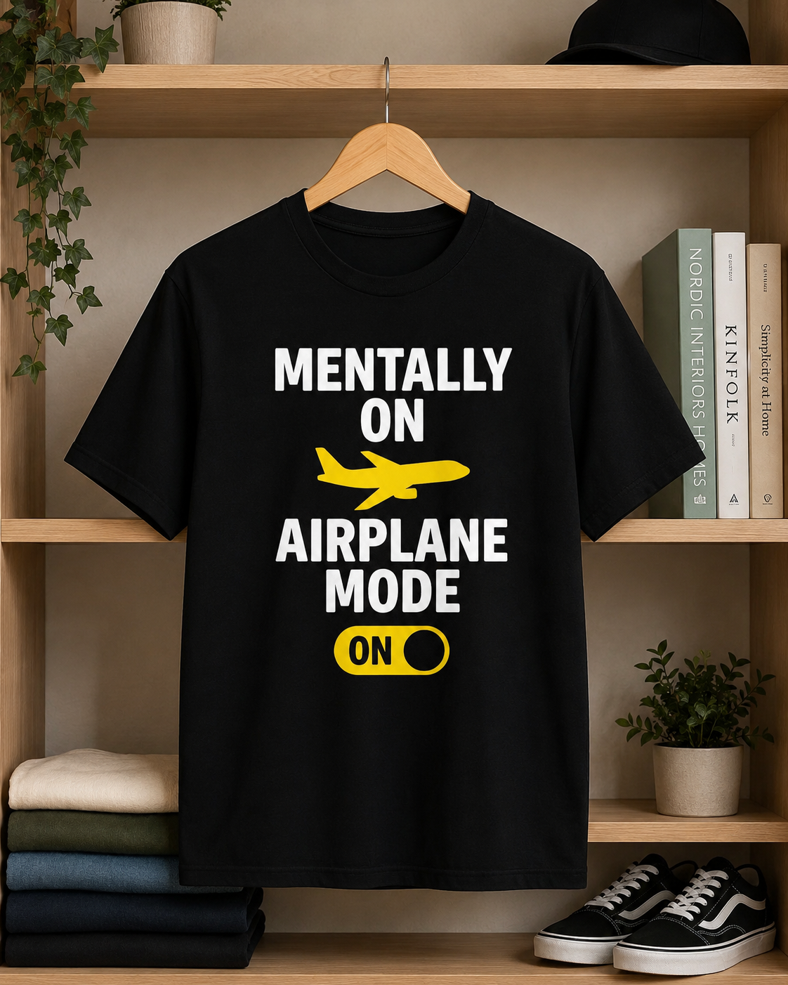 Mentally On Airplane Mode Unisex Tee | Minimalist Travel Graphic