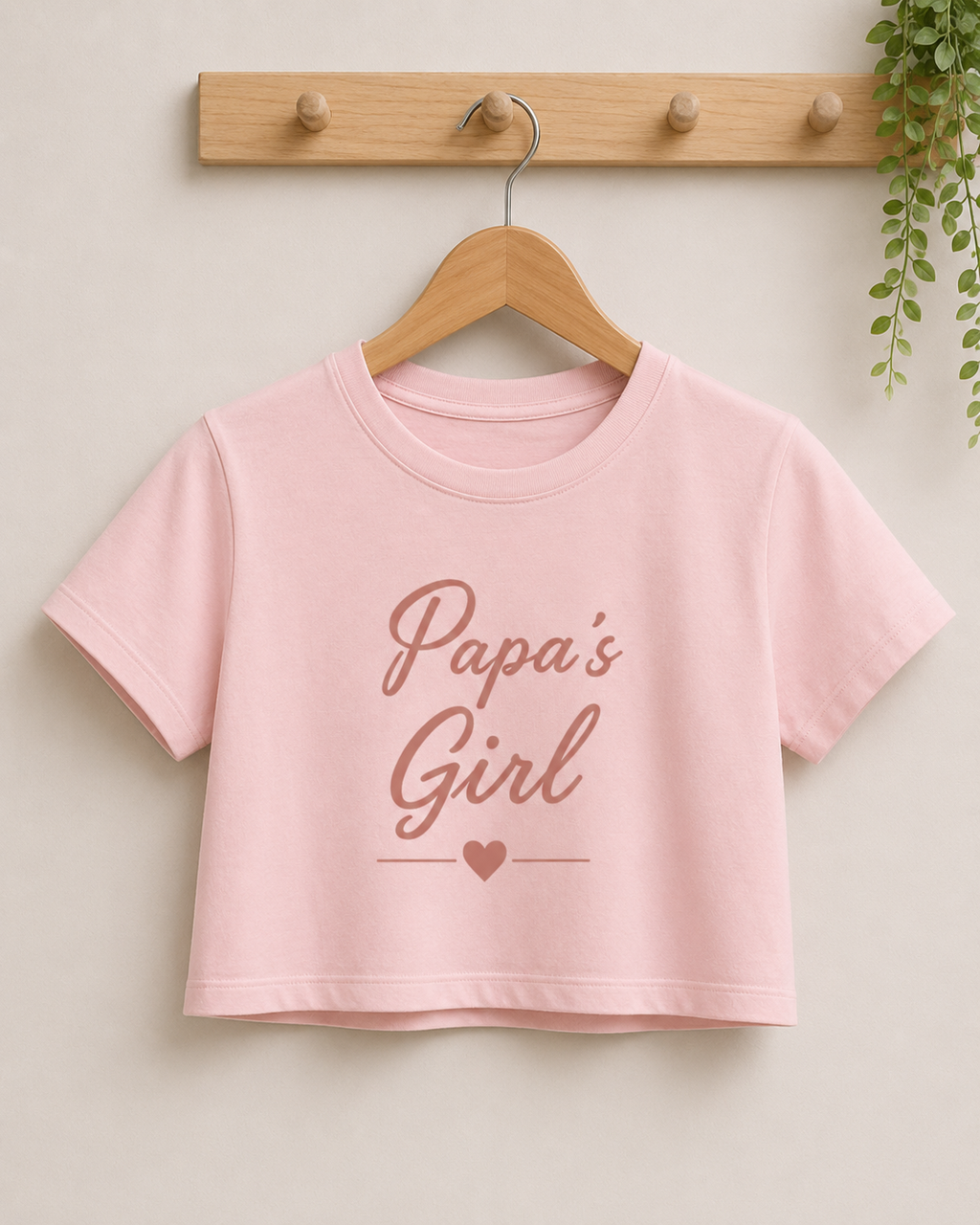 Papa's Girl Women's Crop Top | Soft Pink Heart Graphic Tee