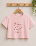 Papa's Girl Women's Crop Top | Soft Pink Heart Graphic Tee