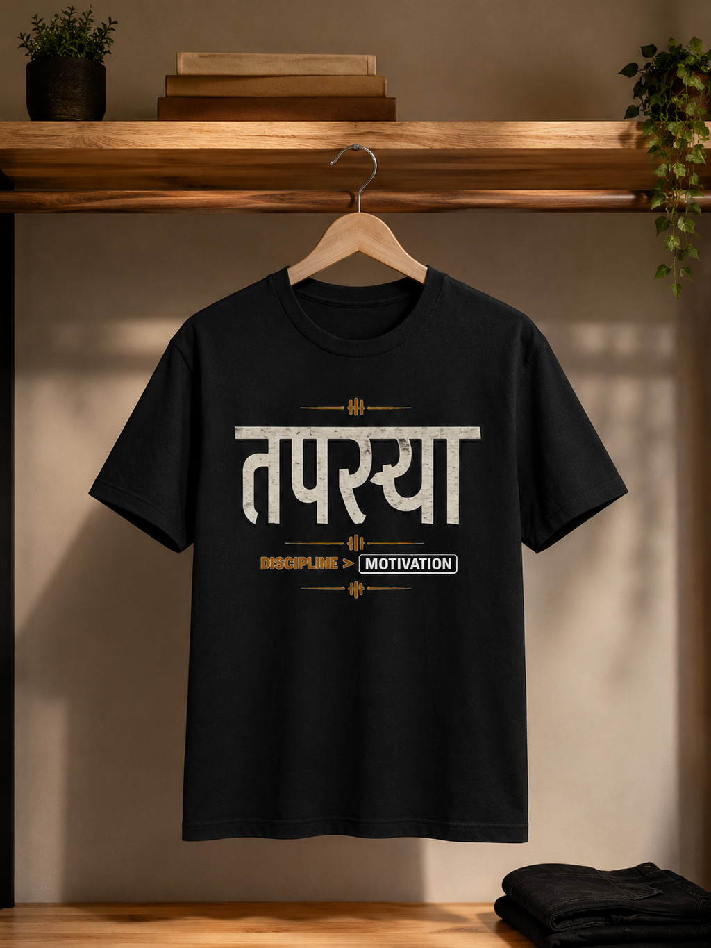Tapasya - Discipline > Motivation Oversized Tee | Heavyweight Gym Graphic