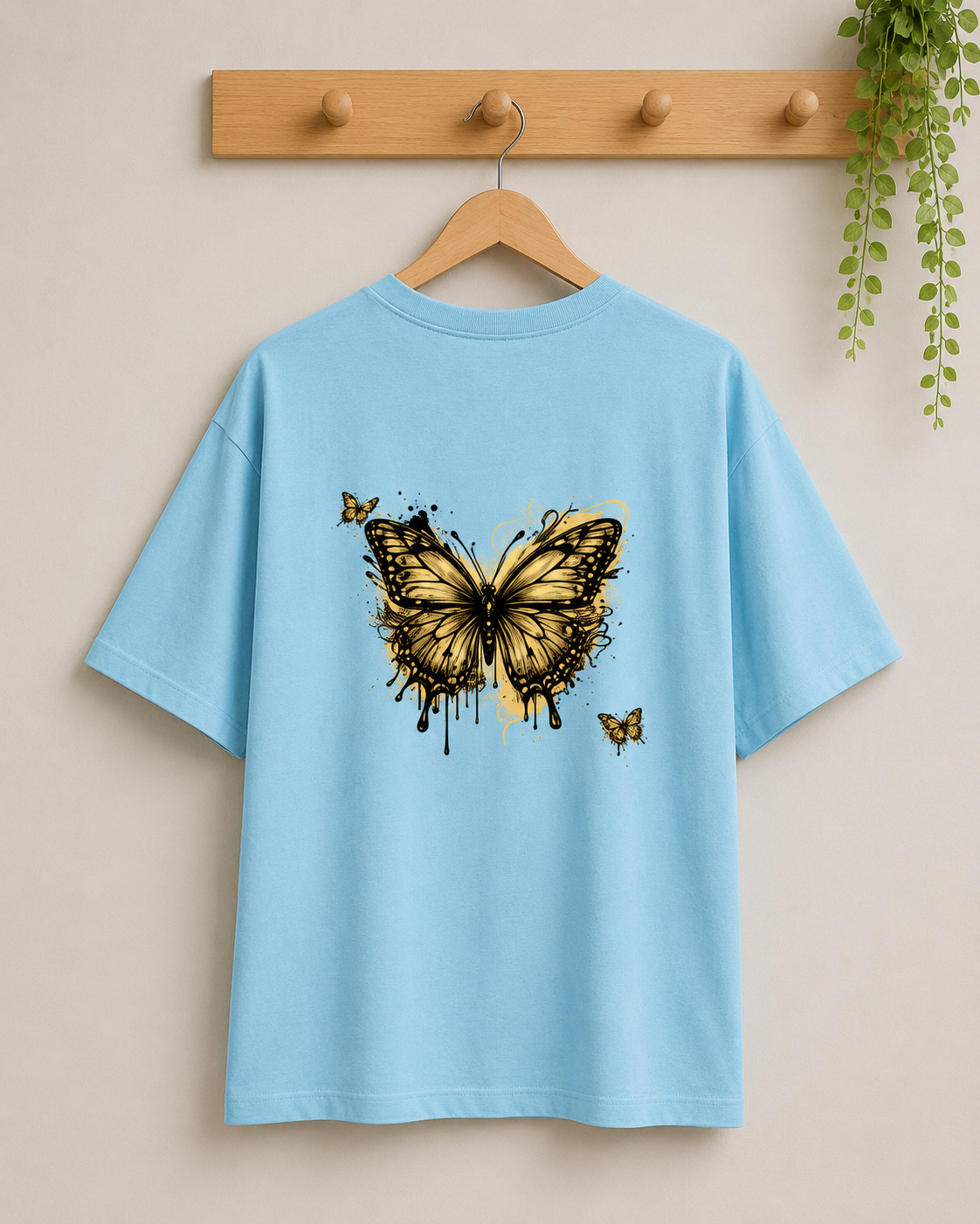 Ethereal Monarch Butterfly Oversized Tee | Urban Grunge Graphic