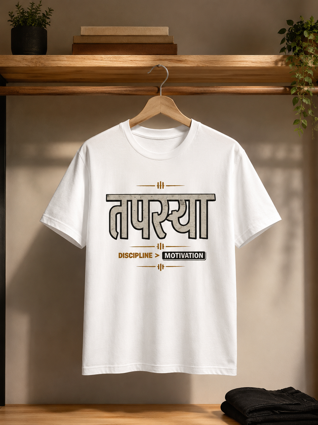 Tapasya - Discipline > Motivation Oversized Tee | Heavyweight Gym Graphic