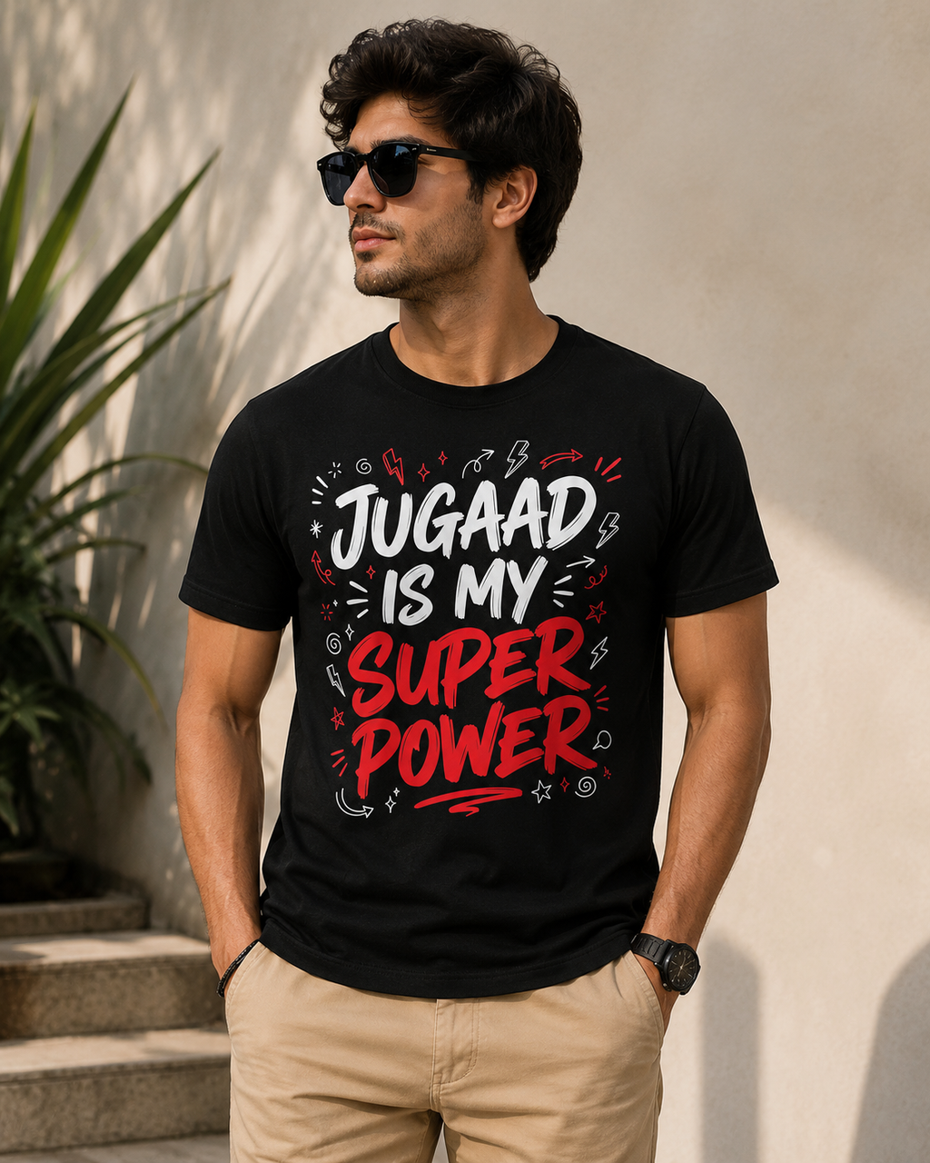 Jugaad Is My Superpower Oversized Tee | Heavyweight Graphic T-Shirt | Black