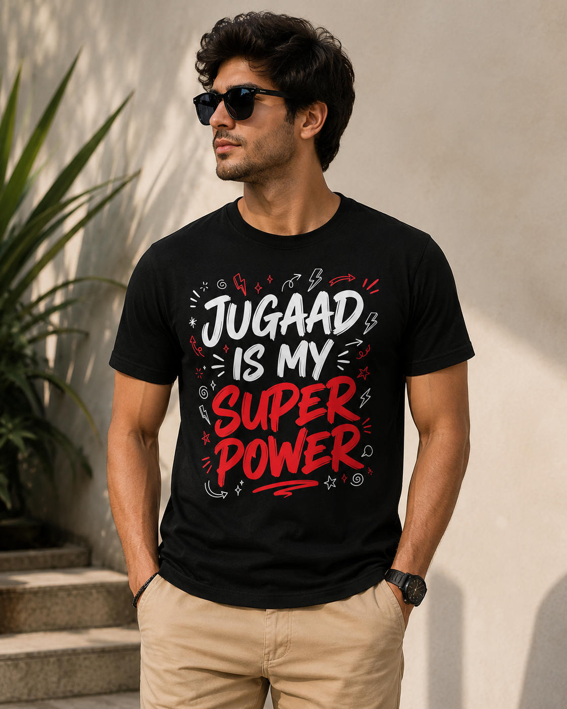 Jugaad Is My Superpower Oversized Tee | Heavyweight Graphic T-Shirt | Black
