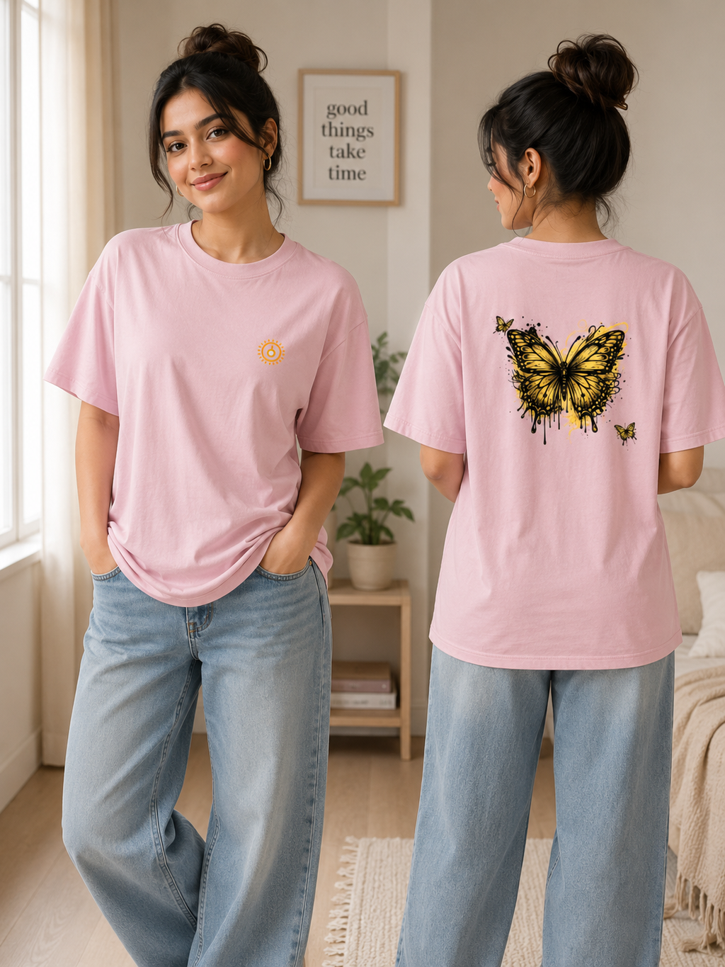 Ethereal Monarch Butterfly Oversized Tee | Urban Grunge Graphic