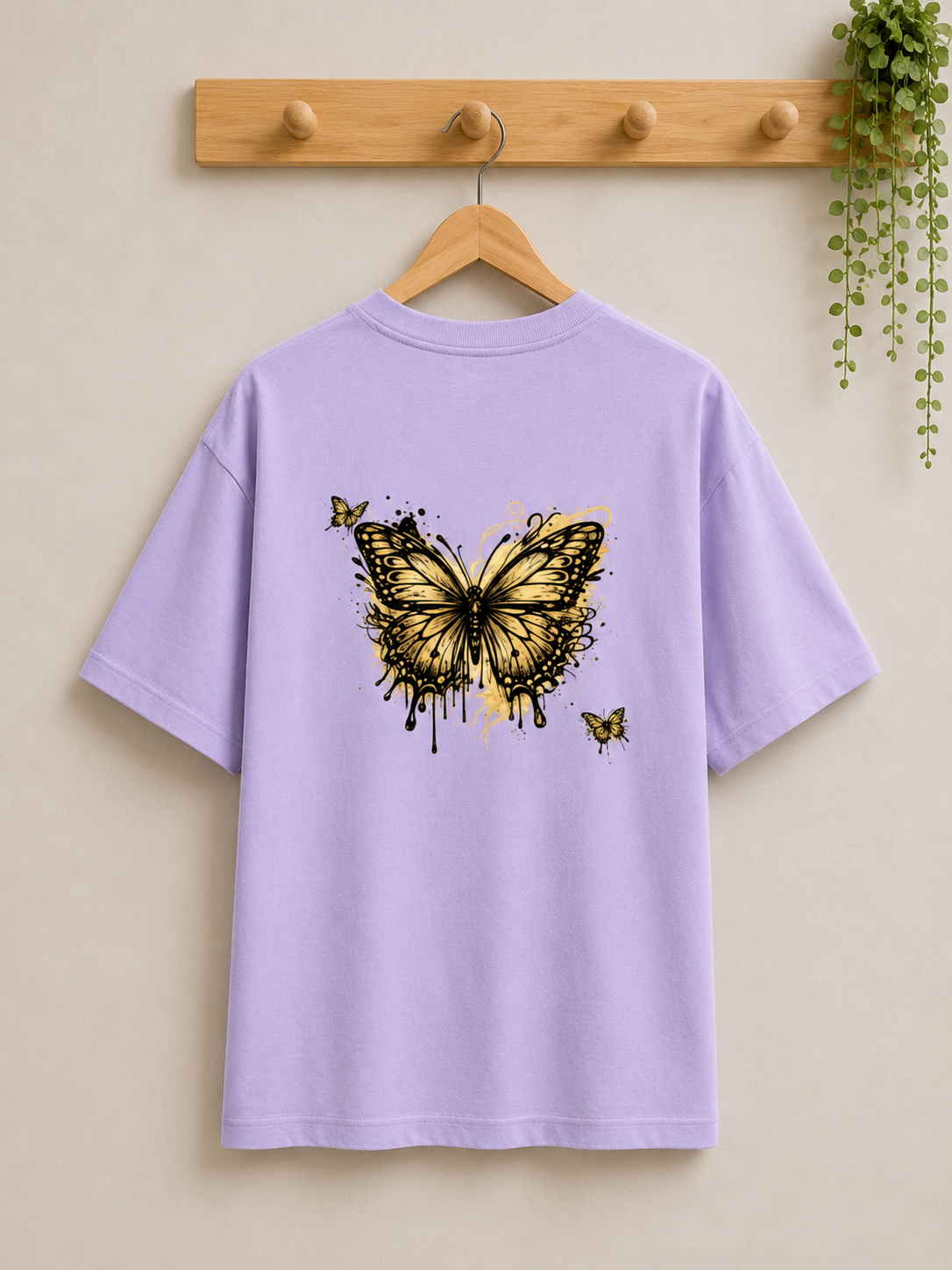 Ethereal Monarch Butterfly Oversized Tee | Urban Grunge Graphic