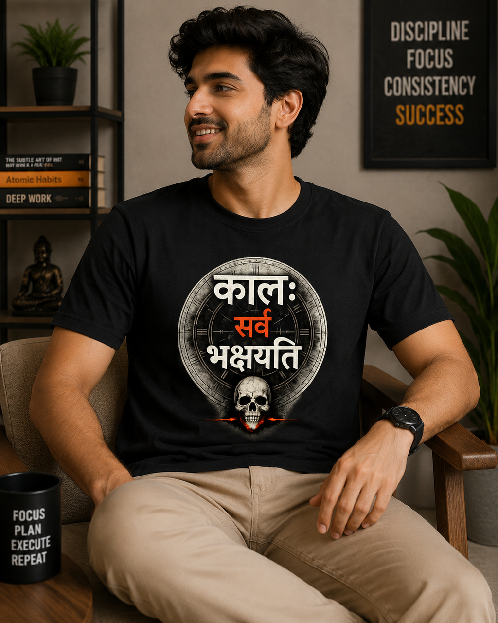Kala Sarvam Bhakshayati Oversized Tee | Sanskrit Gothic Streetwear