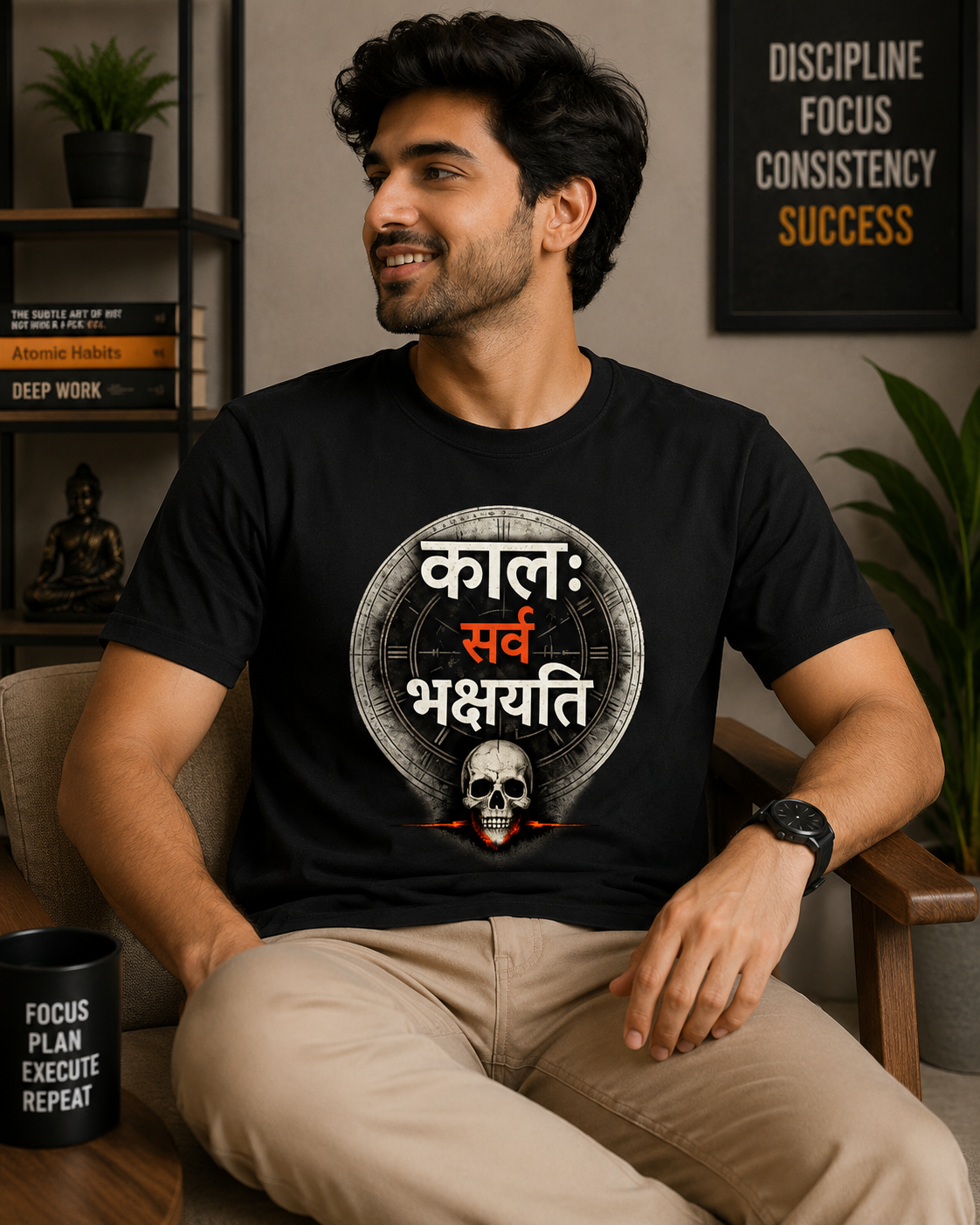 Kala Sarvam Bhakshayati Oversized Tee | Sanskrit Gothic Streetwear